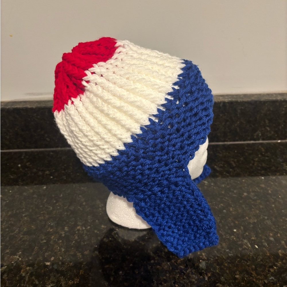 NWOT Teen/Adult Tricolor Knit Hat w/Ear Flaps - Picture 3 of 6